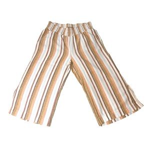 Anthropologie- Cloth & Stone Linen Blend Wide Leg Cropped Pants Elastic Waist